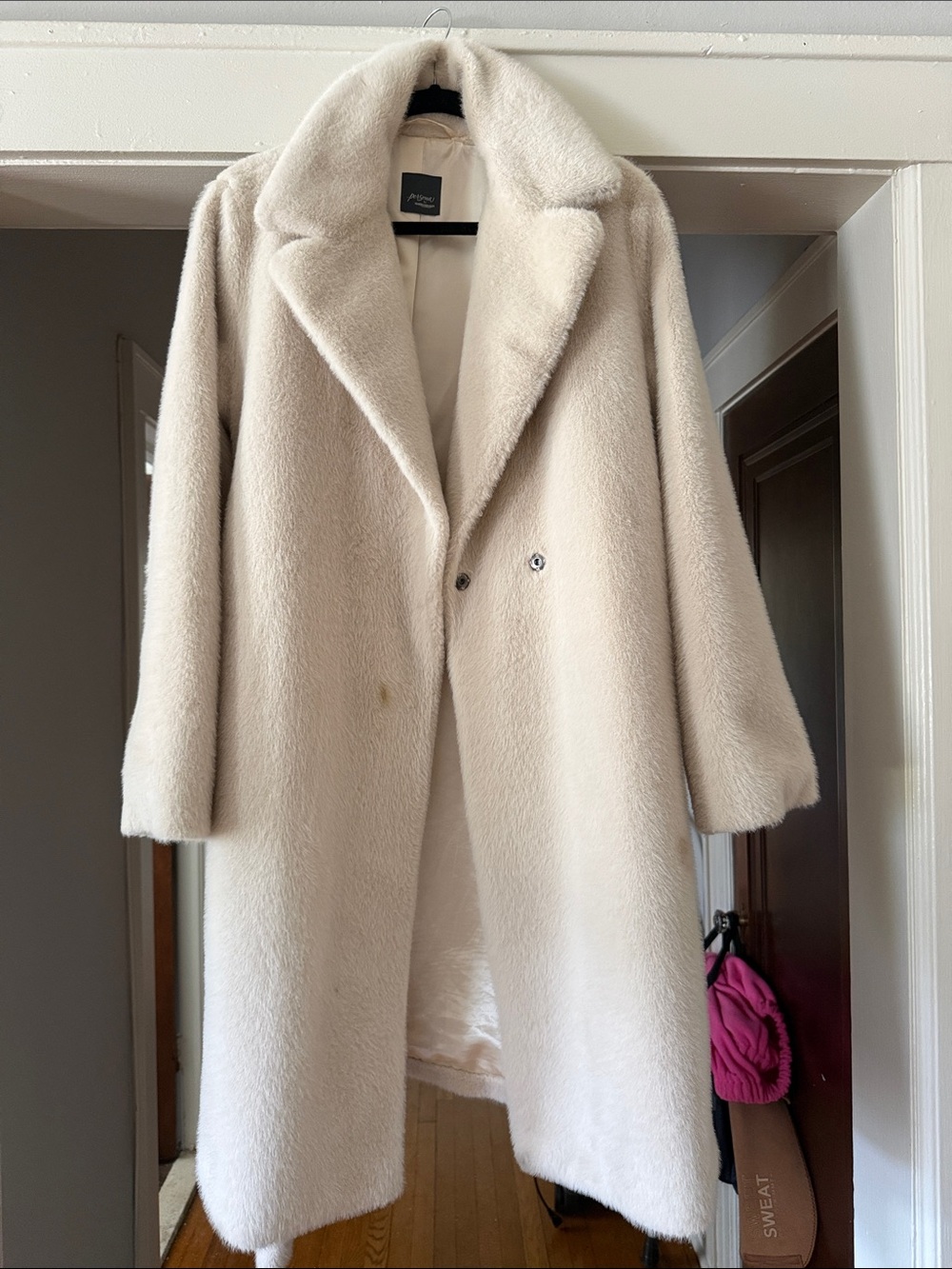 Marina Rinaldi Cream Faux Fur Teddy Coat